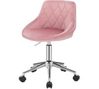 EUGAD 1 X Tabouret de Bureau à roulette pivotant et réglable,Chaise de Bureau en Velours Rose