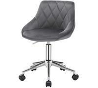 EUGAD 1 X Tabouret de Bureau à roulette - pivotant - réglable - Chaise de Bureau en Velours Gris Foncé