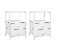 EUGAD 2 x Table de Chevet, en Bois d'Ingénierie + Métal, 40x30x60cm, Blanc