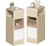 EUGAD 2 x Table de Chevet Étroite, 25x30x66cm, en Aggloméré, Chêne Clair