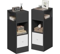 EUGAD 2 x Table de Chevet Étroite, 25x30x66cm, en Bois Composé, Gris foncé