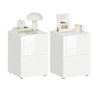 EUGAD 2 x Table de Chevet Scandinave, 40x40x58cm, Blanc | avec 2 Tiroirs, pour Chambre, Salon, Coin