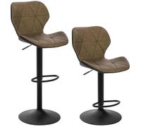 EUGAD 2 x Tabouret de Bar réglable en Similicuir + métal, 47x39x90-112cm, Brun Foncé
