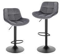 EUGAD 2x Tabouret Bar, Chaise de Bar pivotante, pour Bistro, Restaurant, Cuisine, Hauteur Réglable 62-84cm, Gris foncé 1006BY-2