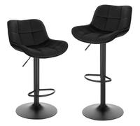 EUGAD 2x Tabouret Bar, Chaise de Bar pivotante, pour Bistro, Restaurant, Cuisine, Hauteur Réglable 62-84cm, Noir 1005BY-2