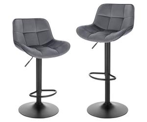 EUGAD 2x Tabouret Bar, Chaise de Bar pivotante, pour Bistro, Restaurant, Cuisine, Hauteur Réglable 62-84cm, Gris foncé 1006BY-2