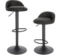 EUGAD 2x Tabouret de Bar en Similicuir, Tabouret de Comptoir Hauteur Réglable 61-82cm, avec Dossier et Repose-Pieds,Anthracite