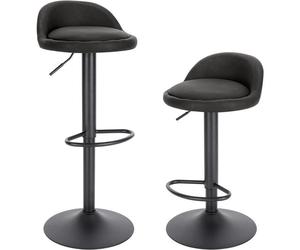 EUGAD 2x Tabouret de Bar en Similicuir, Tabouret de Comptoir Hauteur Réglable 61-82cm, avec Dossier et Repose-Pieds,Anthracite