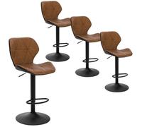 EUGAD 4 X Tabouret de Bar réglable en Similicuir + métal,47x39x90-112cm Brun