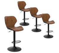 EUGAD 4 X Tabourets de Bar, Tabouret de Cuisine en Similicuir et métal, Réglable et Rotatif, Brun 0662BY-4