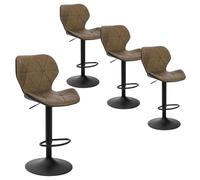 EUGAD 4 X Tabourets de Bar, Tabouret de Cuisine en Similicuir et métal, Réglable et Rotatif, Brun Foncé 0663BY-4