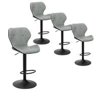 EUGAD 4 X Tabourets de Bar, Tabouret de Cuisine en Similicuir et métal, Réglable et Rotatif, Gris 0664BY-4