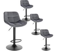 EUGAD 4x Tabouret Bar, Chaise de Bar pivotante, pour Bistro, Restaurant, Cuisine, Hauteur Réglable 62-84cm, Gris foncé 1006BY-4