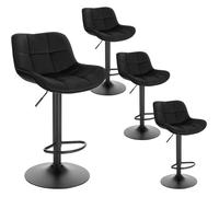 EUGAD 4x Tabouret Bar, Chaise de Bar pivotante, pour Bistro, Restaurant, Cuisine, Hauteur Réglable 62-84cm, Noir 1005BY-4