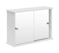 EUGAD Armoire de Toilette avec 2 Portes miroirs Armoire Meuble Murale en MDF Rangement pour Salle de Bain 55x14x36 cm Blanc