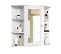 EUGAD Armoire de Toilette avec Miroir, Armoire Murale avec étagère de Rangement, en MDF, pour Salle de Bain, 60x16x58 cm, Blanc