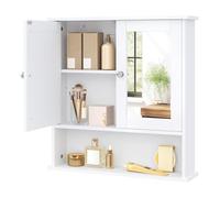 EUGAD Armoire Murale avec Portes à Miroir pour Salle de Bain, Meuble Suspendu avec 3 étagères, en MDF, 56x13x58,3cm,Blanc