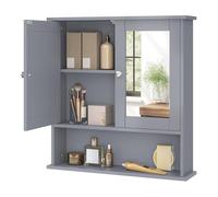 EUGAD Armoire Murale avec Portes à Miroir pour Salle de Bain, Meuble Suspendu avec 3 étagères, en MDF, Gris, 56x58,5x13 cm