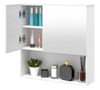 EUGAD Armoire Murale de Salle de Bain avec Miroir, Meuble Salle de Bain Rangement avec Porte, Blanc 54x15x55cm, 0165WY