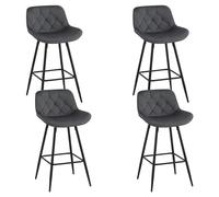 EUGAD Barhocker 4er Set, Barstühle mit Rückenlehne, ergonomischer Polsterhocker mit Samtbezug, Hocker für Bar Kücheninsel Bistro mit Metallbeinen, Dunkelgrau, 1069BY-4