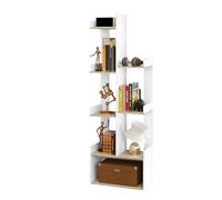 EUGAD Bibliothèque, Étagère Bibliothèque, Étagère de Rangement, Meuble de Rangement, en Forme d'arbre, en Bois d'Ingénierie, Blanc+Chêne Clair, 49x25x146cm