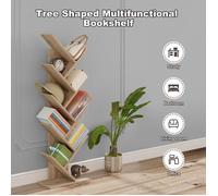 EUGAD Bibliothèque, Étagère de Rangement à 8 Niveaux, en Forme d’Arbre 40x20x127cm ,Chêne Clair E0AG0023