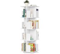 EUGAD Bibliothèque rotative 4 Niveaux en MDF, étagère de Bureau de Rangement 39x39x128cm, Blanc 0040SHG