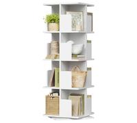 EUGAD Bibliothèque Rotative 4 Niveaux, Étagère Autoportante, Séparateur de Pièce, Étagère Décorative Gain de Place pour Livres et CD, Idéale pour Salon, Chambre, Bureau white