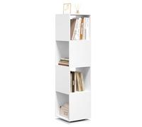EUGAD Bibliothèque Rotative à 4 Niveaux, Colonne, 35x35x145cm, Blanc