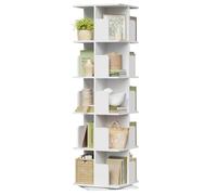 EUGAD Bibliothèque Tournante à 5 Niveaux, Bibliothèque Étroite et Haute, Étagère d'angle sur Pied, Étagère à Livres, en Blanc