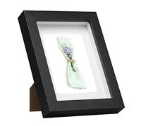 EUGAD Cadre Photo, 3D, Vitre en Acrylique avec Papier Passe-Partout, Cadre de Boîte d'Ombre pour Objets jusqu'à 1,5cm, en Bois, A4 (21x29,7cm), Noir