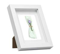 EUGAD Cadre Photo, 3D, Vitre en Verre avec Papier Passe-Partout, Cadre de Boîte d'Ombre pour Objets jusqu'à 1,5cm, en Bois, 30x40cm, Blanc