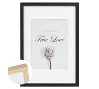 EUGAD Cadre Photo, avec Passe-Partout, en Bois Massif et Plaque Plastique, 30x40cm, Cadre à Accrocher au Mur ou à Poser sur Table, pour Salon, Chambre, Entrée, Bureaux, Noir