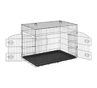 EUGAD Cage pour Chien avec Plateau, Pliable Cage Chien Interieur en Fil métallique, Caisse Transport Chiens avec 2 Portes, Cage pour Chien Moyen Grande 107x69 x77cm, Noir