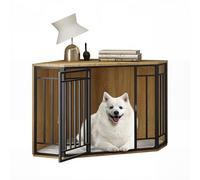 EUGAD Cage pour Chien, Cage d'angle pour Chien, Meuble Cage Chien | 111x60x67cm,Cages Chien en Bois, avec Porte Verrouillable, Coussin, Treillis Métallique, Moderne Caisse pour Chiens