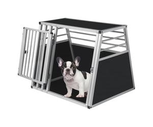 EUGAD Caisse de Transport pour Chien, Cage pour Chien Voiture, Caisse de Transport pour Animaux en Aluminium avec Fermeture de Sécurité, Stable Caisse Transport Chiens Grande- 80x65x65cm
