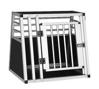 EUGAD Caisse Transport pour Chiens, Cage de Transport pour Chien en Aluminium, Cage de Transport pour Animaux avec Fermeture de Sécurité, Stable Caisse Transport Chiens Moyen- 60x50x55cm