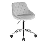 EUGAD Chaise Coiffeuse à roulettes, Tabouret Pivotant, Velours, Gris Clair