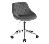 EUGAD Chaise Coiffeuse à roulettes, Tabouret Pivotant, Velours, Gris Foncé | avec Dossier et Réglable en Hauteur, Chaise de Bureau pour Filles, dans Salon, Chambre à Coucher, Bureau à Domicile