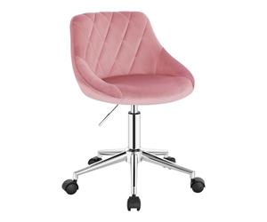 EUGAD Chaise Coiffeuse à roulettes, Tabouret Pivotant, Velours, Rose