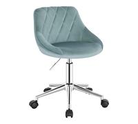 EUGAD Chaise Coiffeuse à roulettes, Tabouret Pivotant, Velours, Turquoise