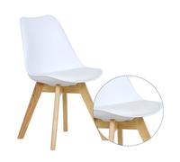 EUGAD Chaise de salle à manger en similicuir et plastique 48x42x82cm Blanc