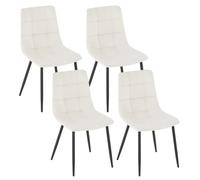 EUGAD Chaises de Salle à Manger Lot de 4, Chaise de Cuisine, avec Pieds en Métal et Dossier, Siège Rembourré, en Velours, Crème