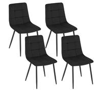 EUGAD Chaises de Salle à Manger Lot de 4, Chaise de Cuisine, avec Pieds en Métal et Dossier, Siège Rembourré, en Velours, Noir