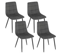 EUGAD Chaises de Salle à Manger Lot de 4, Chaise de Cuisine, avec Pieds en Métal et Dossier, Siège Rembourré, en Velours, Gris foncé