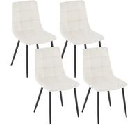 EUGAD Chaises de Salle à Manger Lot de 4 Chaise de Cuisine en Velours Pieds en Métal avec Dossier Crème E0AG0154-4