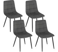 EUGAD Chaises de Salle à Manger Lot de 4 Chaise de Cuisine en Velours Pieds en Métal avec Dossier Gris foncé E0AG0152-4