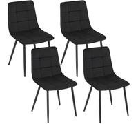 EUGAD Chaises de Salle à Manger Lot de 4, Chaise de Cuisine en Velours, Pieds en Métal, avec Dossier, Noir E0AG0153-4