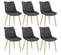 EUGAD Chaises de Salle à Manger Lot de 6, en Velours et Métal, Chaise de Cuisine, Gris, 0671BY-6
