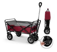 EUGAD Chariot Pliable 100 L avec Poignée Réglable, Chariot de Plage Portable avec Poches Latérales, pour Jardin Camping Shopping, sur Tout Terrain, Charge 80kg, Fuchsia + Gris